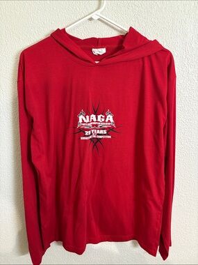 NAGA jiujitsu Red Hooded Long-Sleeve Hooded Shirt. Fits like a Lg.